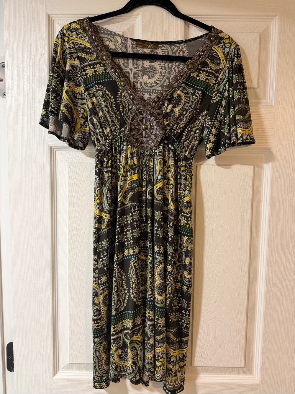 Mom Ami Beaded Boho Vintage Dress